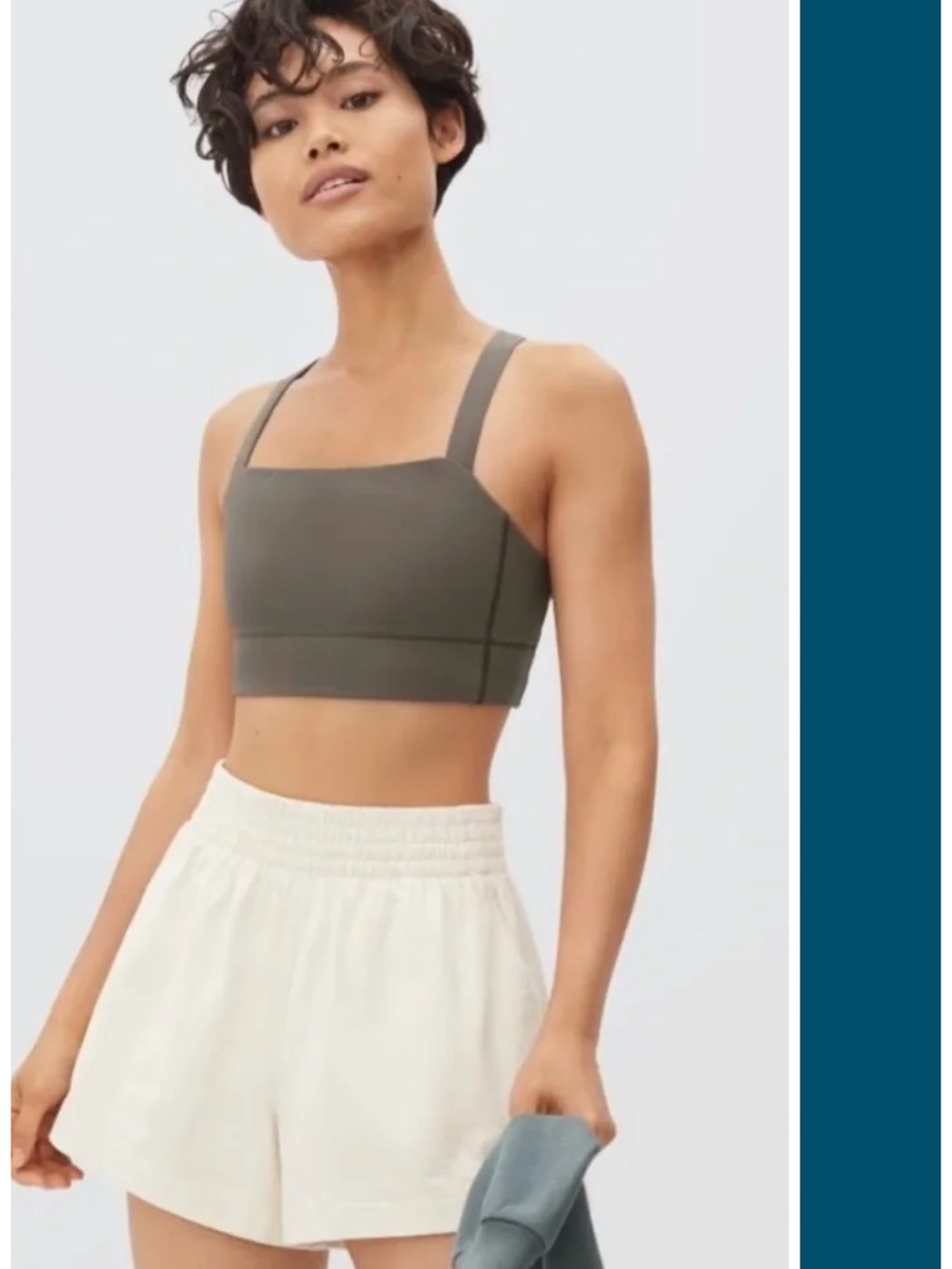 NWT Everlane The Performance Cropped Top Sports Bra in Dark Taupe XS Athleisure